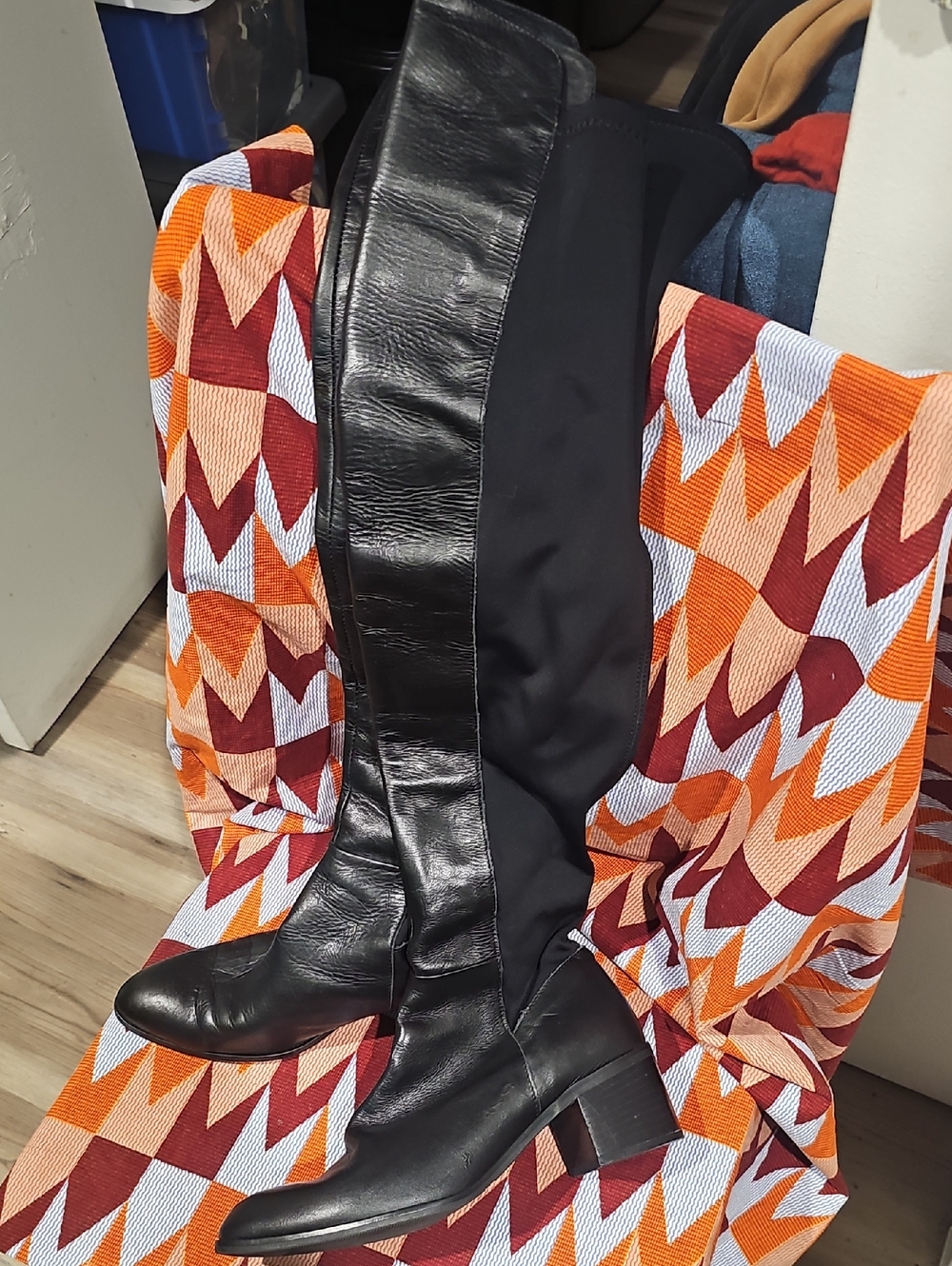 Charles David Made In Italy Black Leather Over-the-Knee Jacket-Style Boots - Picture 7 of 7